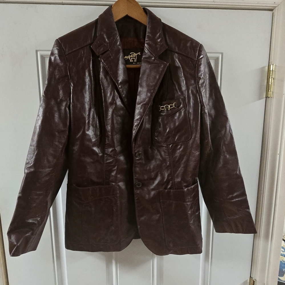 Etienne Aigner burgundy leather jacket